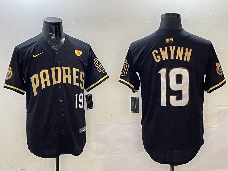 Men San Diego Padres #19 Gwynn Black Gold Game 2025 Nike MLB Jersey style 3->san diego padres->MLB Jersey
